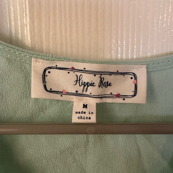 Hippie Rose Green Flutter Sleeve Blouse with Ruffled Peplum - Picture 4 of 10